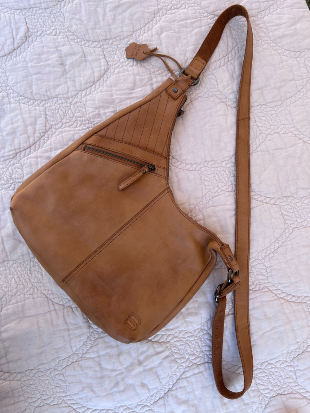 Spikes & Sparrow “Moria” Leather Crossbody / Shoulder Bag - Camel / Tan - Picture 6 of 14